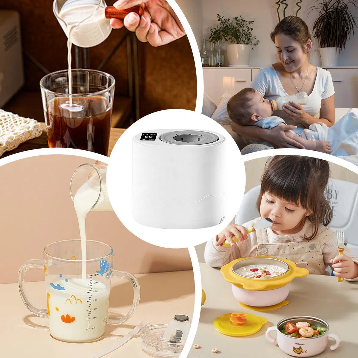 Podgrzewacz do butelek Regulowany Temperaturowo Bezwodny Podgrzewacz Mleka | Wielofunkcyjne urządzenie do podgrzewania mleka Do domu, podróży, nocnego użycia, hotelu, na zewnątrz