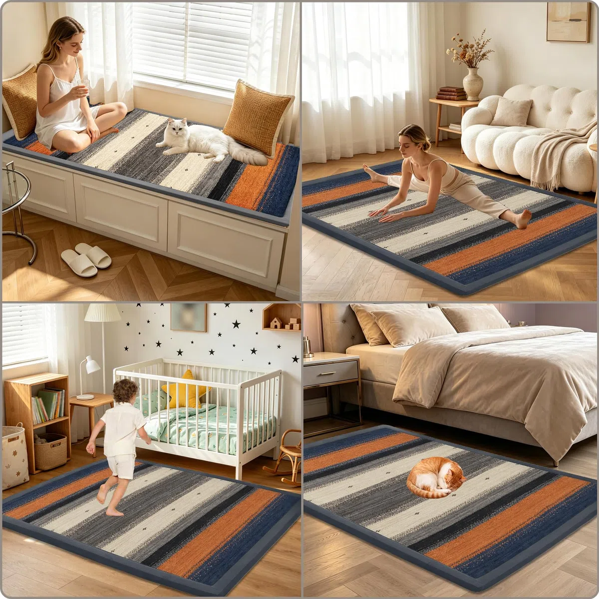 Dywan dla noworodka 2 cm maty do zabawy dla dzieci 70 x 130 cm | Zmywalny, antypoślizgowy, miękki tatami do jogi, ćwiczenia na raczkowanie, łóżko do kojca i zabaw dla dzieci