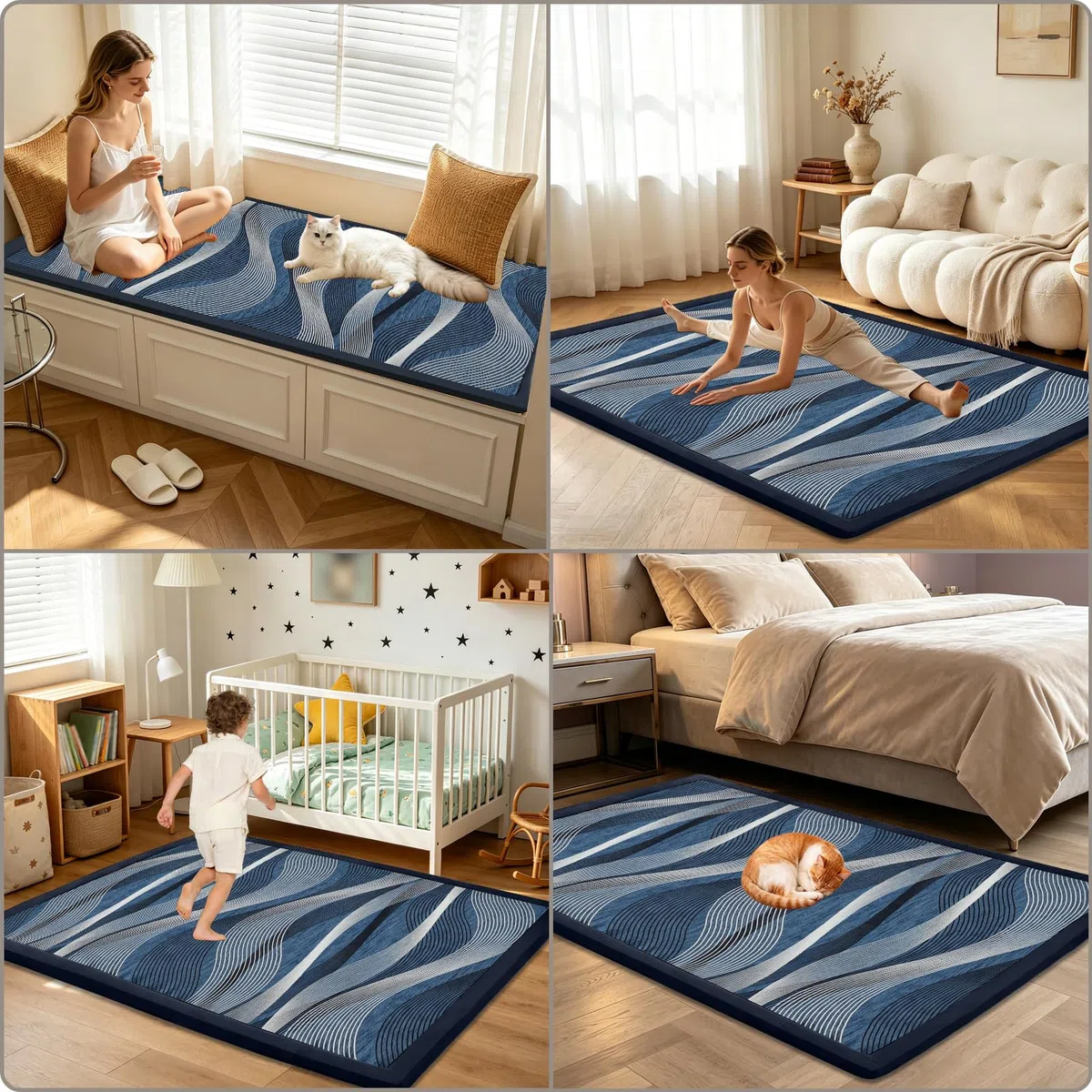 Dywan dla noworodka 2 cm maty do zabawy dla dzieci 60 x 150 cm | Zmywalny, antypoślizgowy, miękki tatami do jogi, ćwiczenia na raczkowanie, łóżko do kojca i zabaw dla dzieci