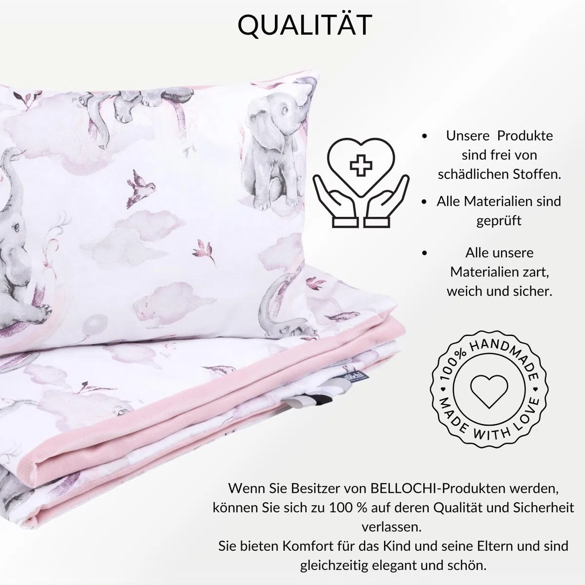 Bellochi pościel dziecięca 75 * 100 cm z wypełnieniem, SET - kołdra dziecięca 70x100 cm z poduszką | miękka i oddychająca - wykonana w 100% z bawełny - Habarigani